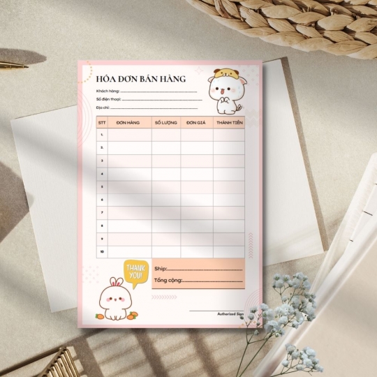 Mẫu hóa đơn bán lẻ dễ thương 